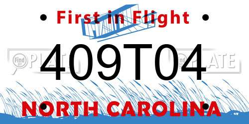 409T04 North Carolina License Plate