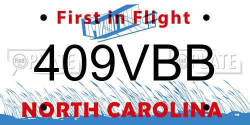 409VBB North Carolina License Plate