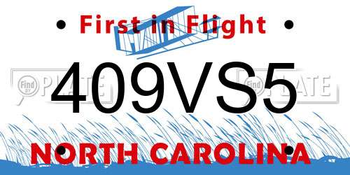 409VS5 North Carolina License Plate