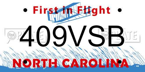 409VSB North Carolina License Plate