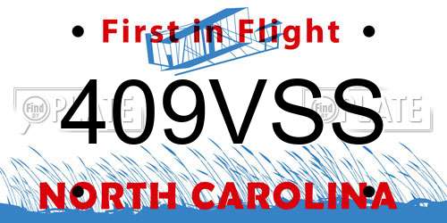 409VSS North Carolina License Plate