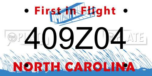 409Z04 North Carolina License Plate