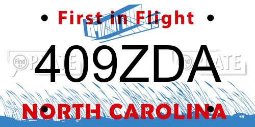 409ZDA North Carolina License Plate