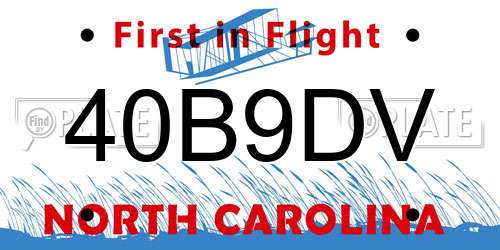 40B9DV North Carolina License Plate