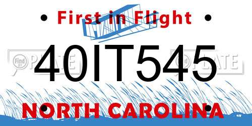 40IT545 North Carolina License Plate