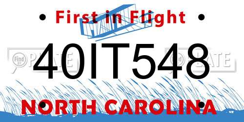 40IT548 North Carolina License Plate