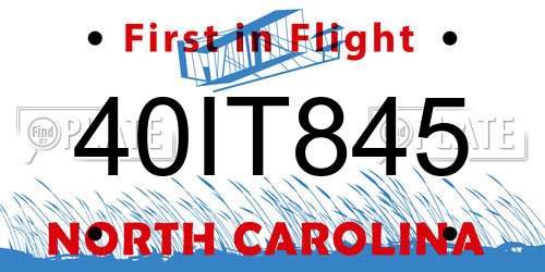 40IT845 North Carolina License Plate