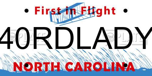 40RDLADY North Carolina License Plate