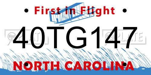 40TG147 North Carolina License Plate
