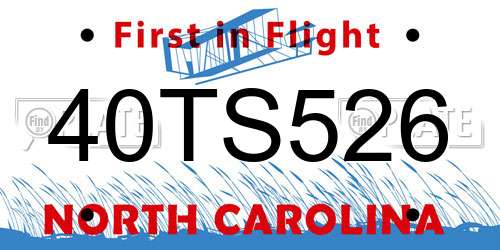 40TS526 North Carolina License Plate
