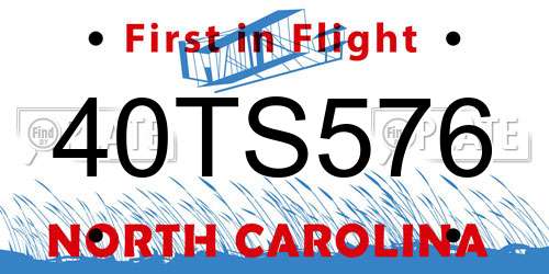 40TS576 North Carolina License Plate