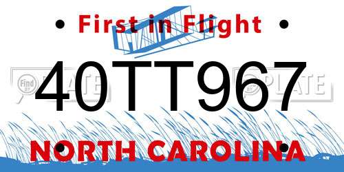 40TT967 North Carolina License Plate