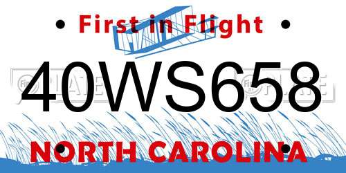 40WS658 North Carolina License Plate