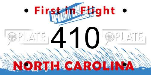 410 North Carolina License Plate