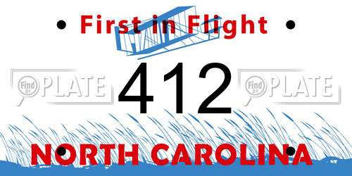 412 North Carolina License Plate