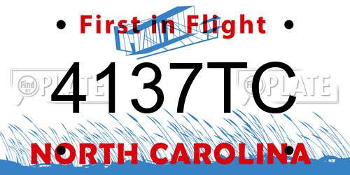 4137TC North Carolina License Plate