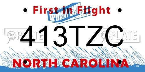 413TZC North Carolina License Plate