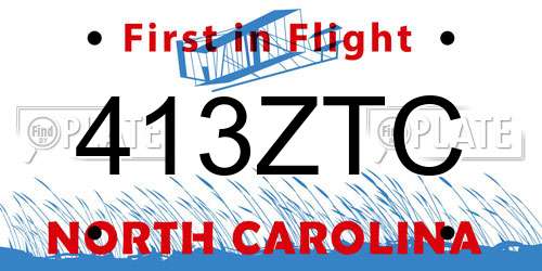 413ZTC North Carolina License Plate