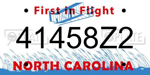 41458Z2 North Carolina License Plate