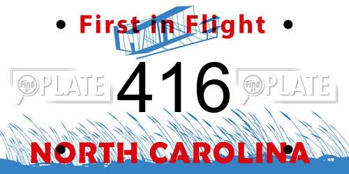 416 North Carolina License Plate