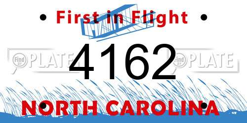 4162 North Carolina License Plate