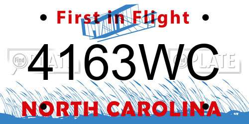 4163WC North Carolina License Plate