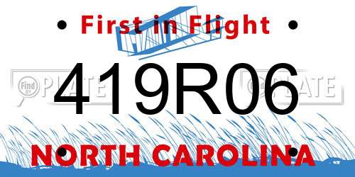 419R06 North Carolina License Plate