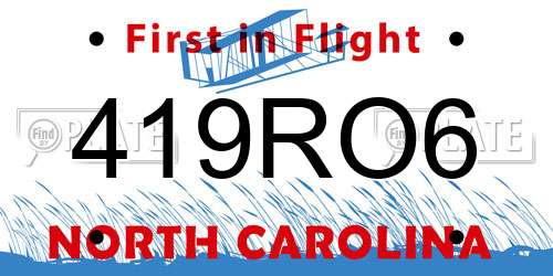 419RO6 North Carolina License Plate