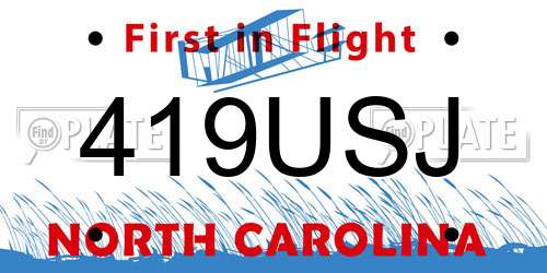 419USJ North Carolina License Plate