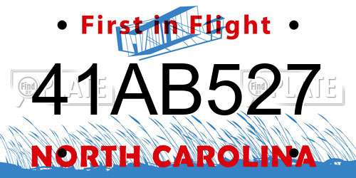 41AB527 North Carolina License Plate
