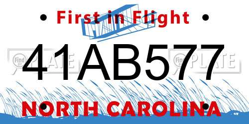 41AB577 North Carolina License Plate
