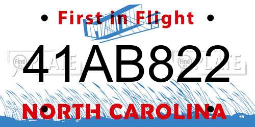 41AB822 North Carolina License Plate