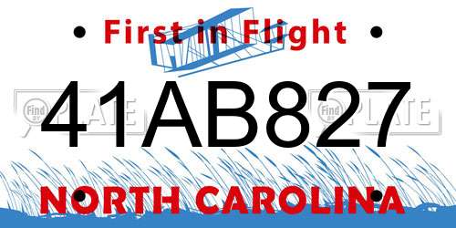 41AB827 North Carolina License Plate