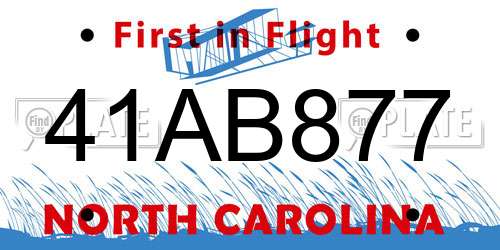 41AB877 North Carolina License Plate
