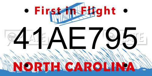 41AE795 North Carolina License Plate