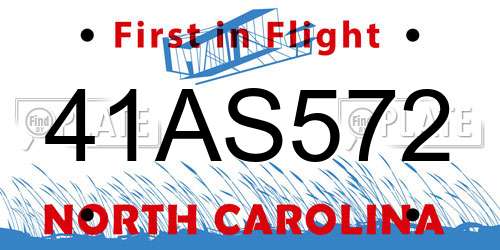 41AS572 North Carolina License Plate