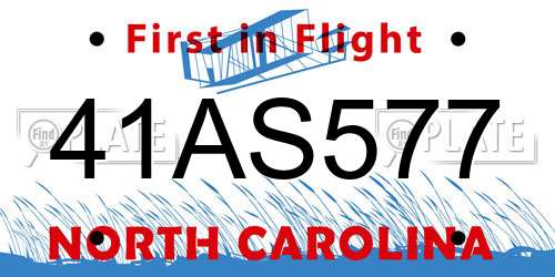 41AS577 North Carolina License Plate