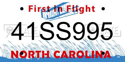 41SS995 North Carolina License Plate