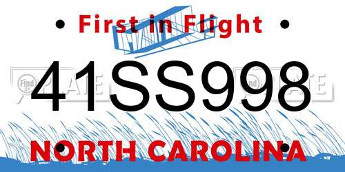 41SS998 North Carolina License Plate