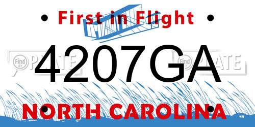4207GA North Carolina License Plate