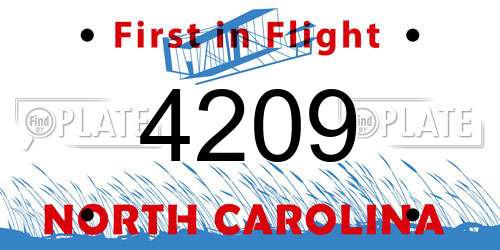 4209 North Carolina License Plate