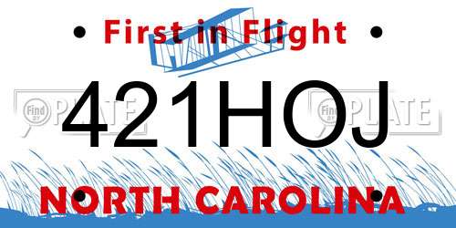 421HOJ North Carolina License Plate