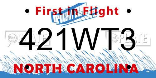 421WT3 North Carolina License Plate