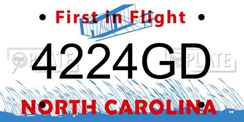 4224GD North Carolina License Plate