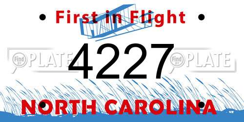 4227 North Carolina License Plate
