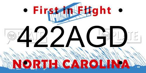 422AGD North Carolina License Plate