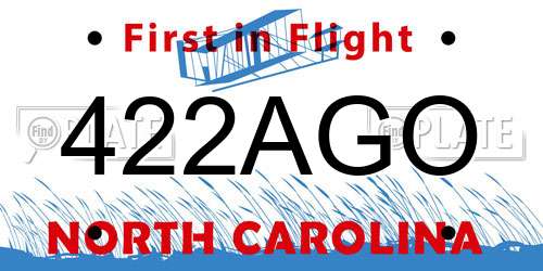 422AGO North Carolina License Plate