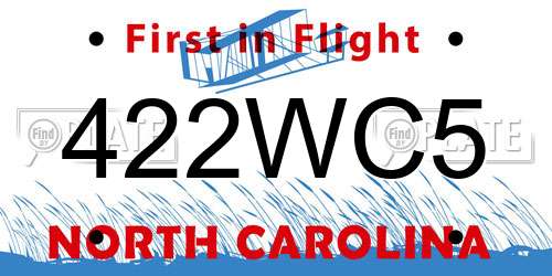 422WC5 North Carolina License Plate