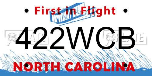 422WCB North Carolina License Plate