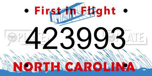 423993 North Carolina License Plate